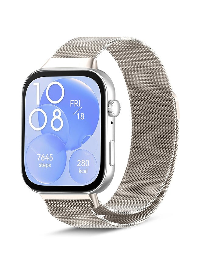 O Ozone Strap Compatible with Huawei Watch Fit 4 / Fit 4 Pro/Fit 3, Metal Mesh with Magnetic Closure, Magnetic Milanese Loop Replacement Men Women- Silver - Image 1