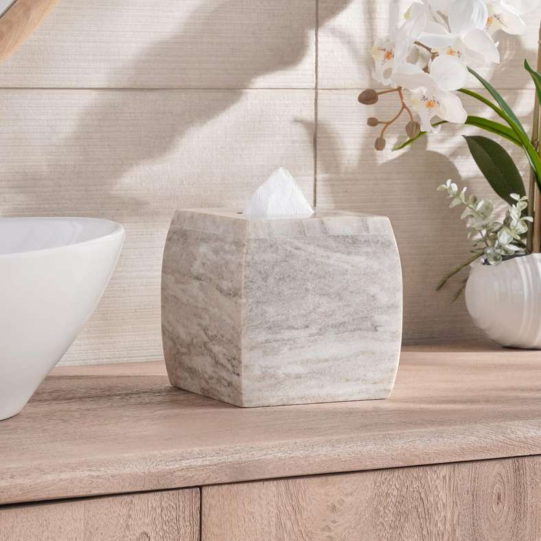 Pan Home صندوق غطاء من الرخام البيج للمناديل المنزلية