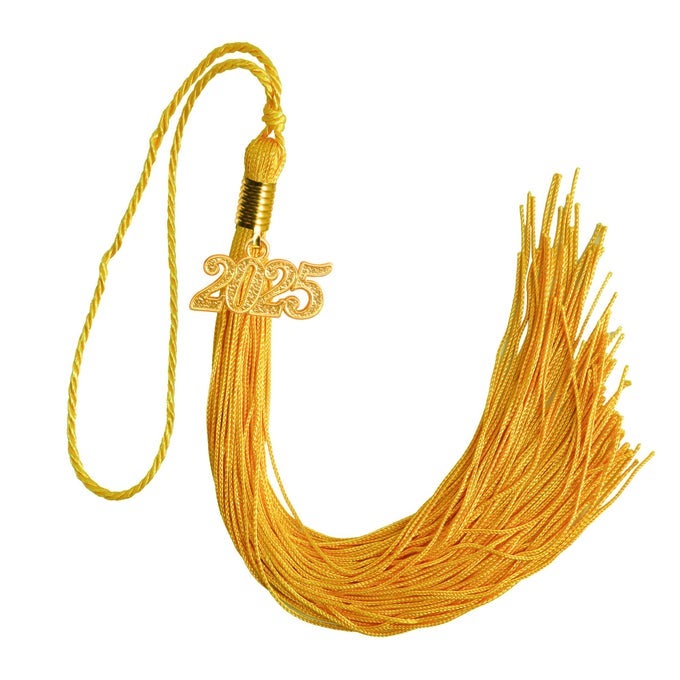 SINGLE COLOR GRADUATION TASSEL WITH 2025 YEAR CHARM 9 GOLD