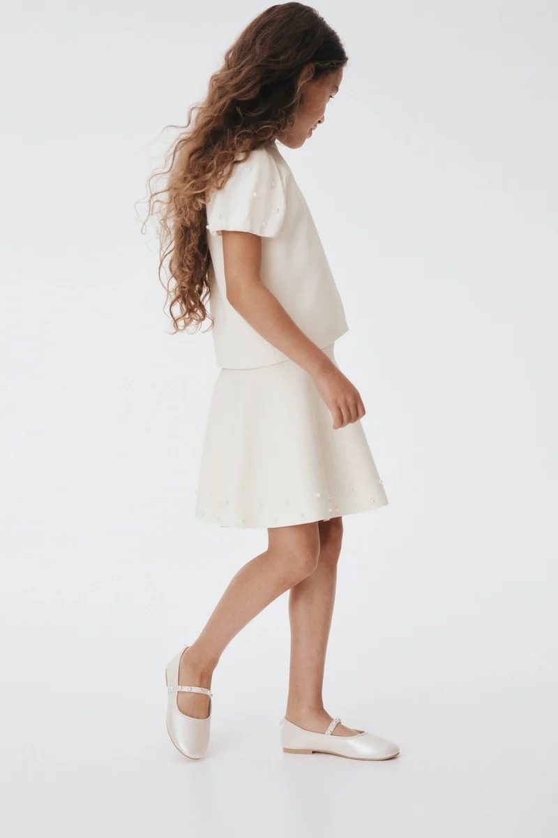 H&M Bead-detail fine-knit skirt