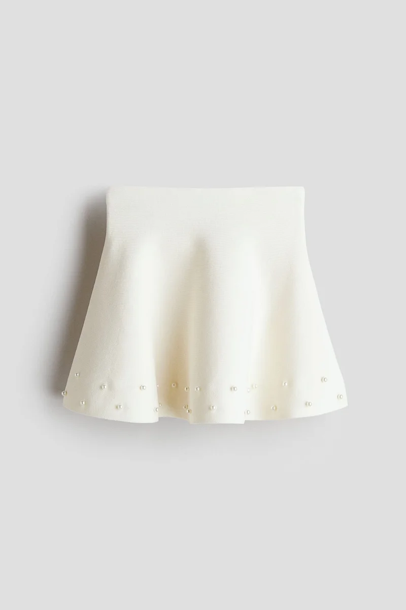 H&M Bead-detail fine-knit skirt