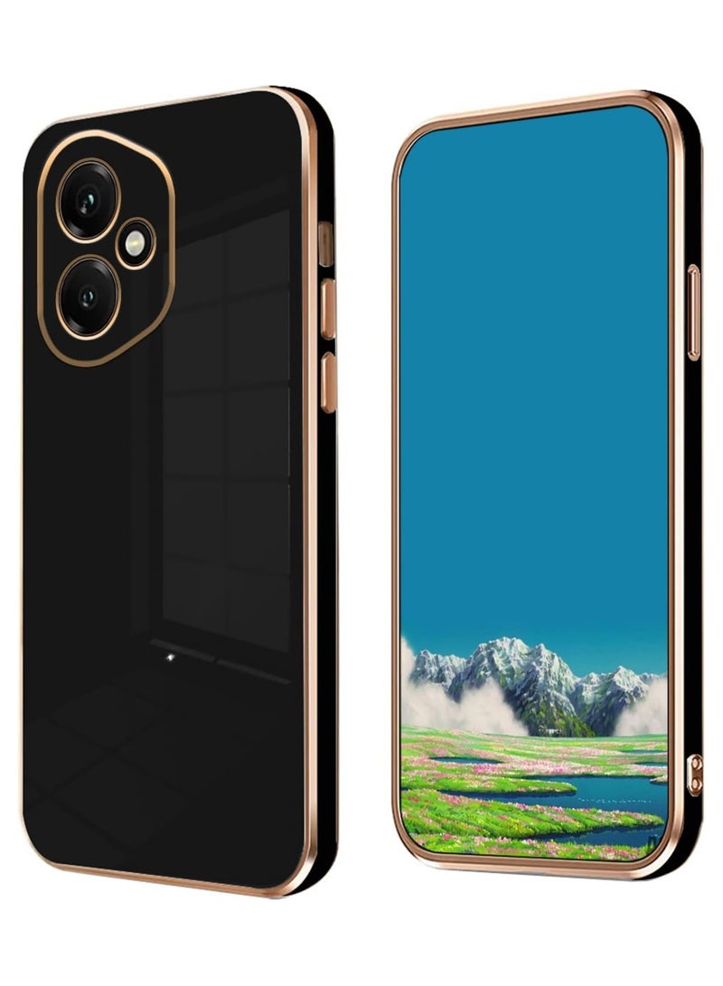 Compatible with Honor 400 cover, smooth veneer gold plated chrome, black Thin and smooth shock-proof full protection Honor 400 case -black - Image 1
