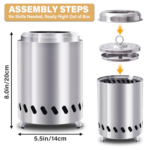 HGD Tabletop Fire Pit, Smokeless Firepit Outdoor, Mini Fire Pit for with Carry Bag for Camping Backyard Patio Garden Picnic, Silver - Image 2