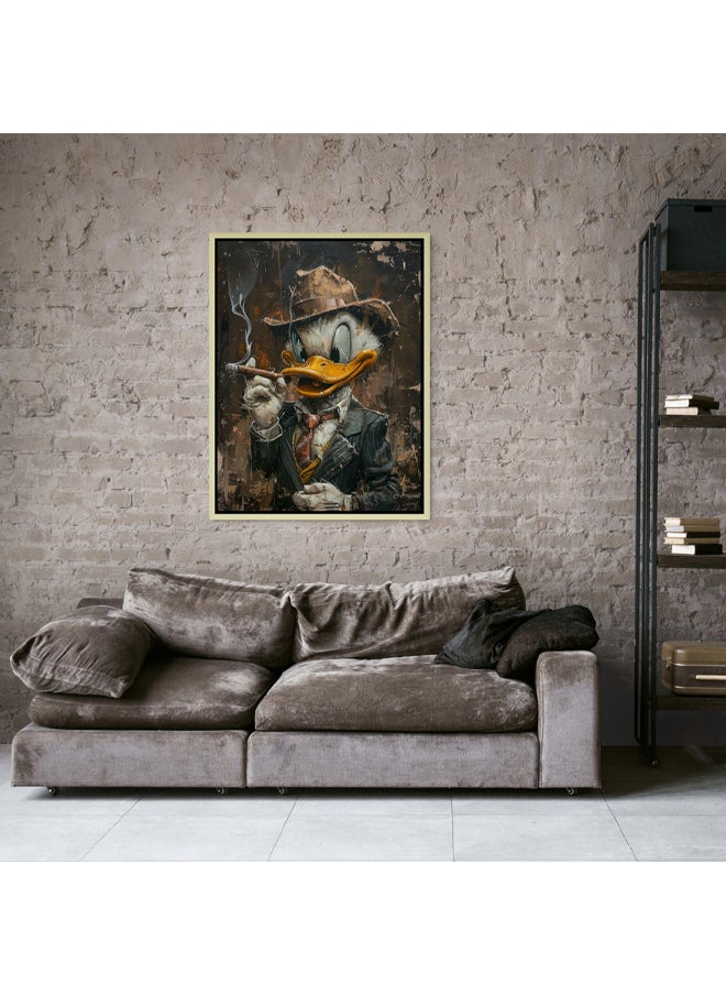 Art Decor Art Decor Framed Canvas Wall Art of Cartoon Duck Pop Art Portrait Print Wall Décor for Home Living Room  Bedroom Gifting  - Image 3