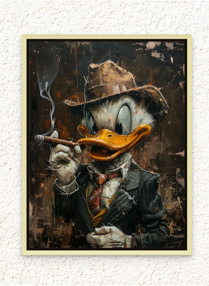 Art Decor Art Decor Framed Canvas Wall Art of Cartoon Duck Pop Art Portrait Print Wall Décor for Home Living Room  Bedroom Gifting  - Image 1