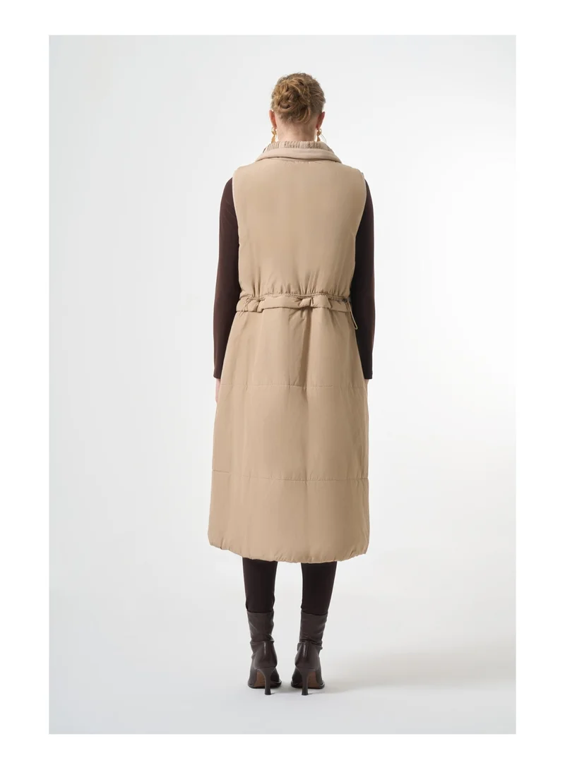 MissWhence Long Padded Vest - Stone