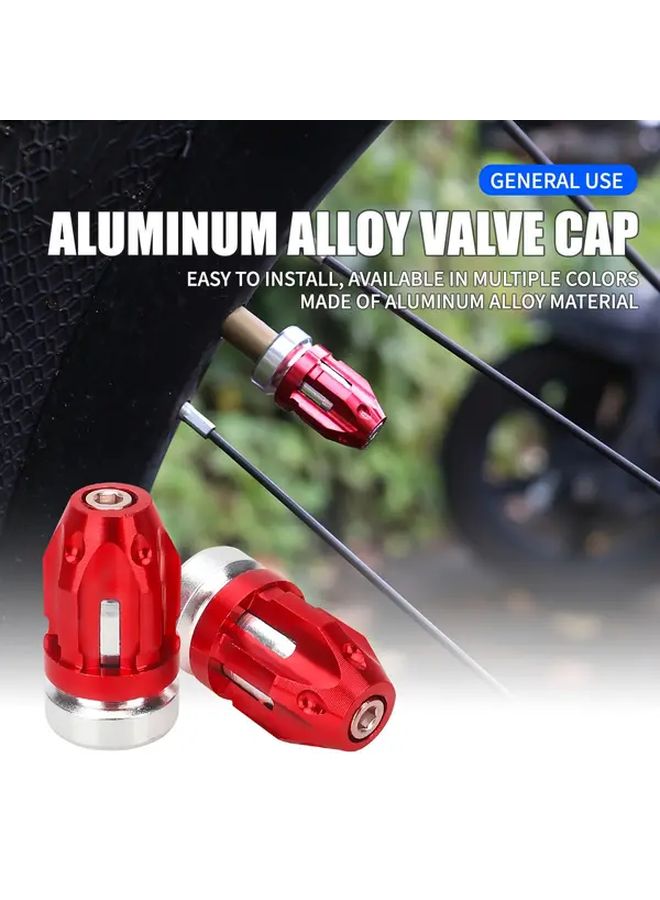 2pcs Red Aluminum Alloy Tire Valve Stem Caps Universal for Car Motorcycle Bicycle - Image 1
