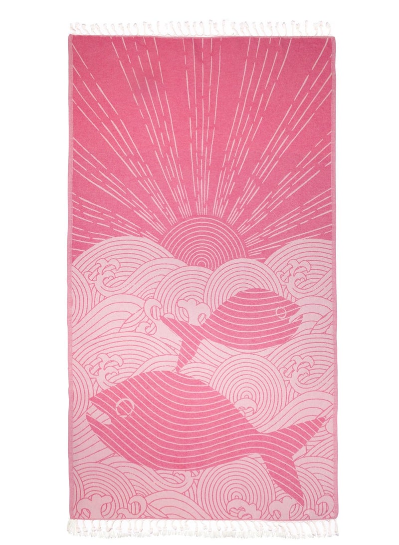 Anemoss Turkish Peshtemal Bath Towel, Large Size 100x180cm, Fish Pattern Design, 100% Cotton Soft & Quick Dry Material, Versatile Use for Beach, Pool and Bath, Peshtemal Bath Towel - Image 1