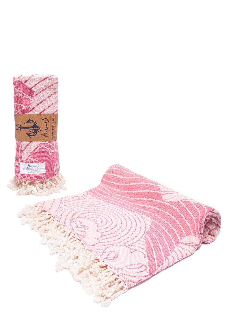 Anemoss Turkish Peshtemal Bath Towel, Large Size 100x180cm, Fish Pattern Design, 100% Cotton Soft & Quick Dry Material, Versatile Use for Beach, Pool and Bath, Peshtemal Bath Towel - Image 3