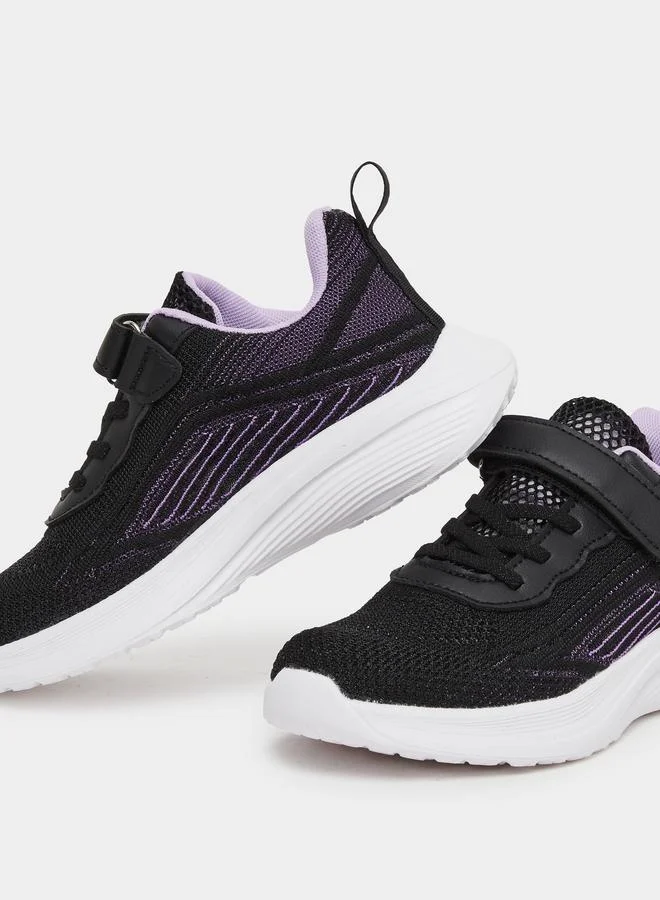 Styli Styli Boys Black Sneakers with Hook and Loop
