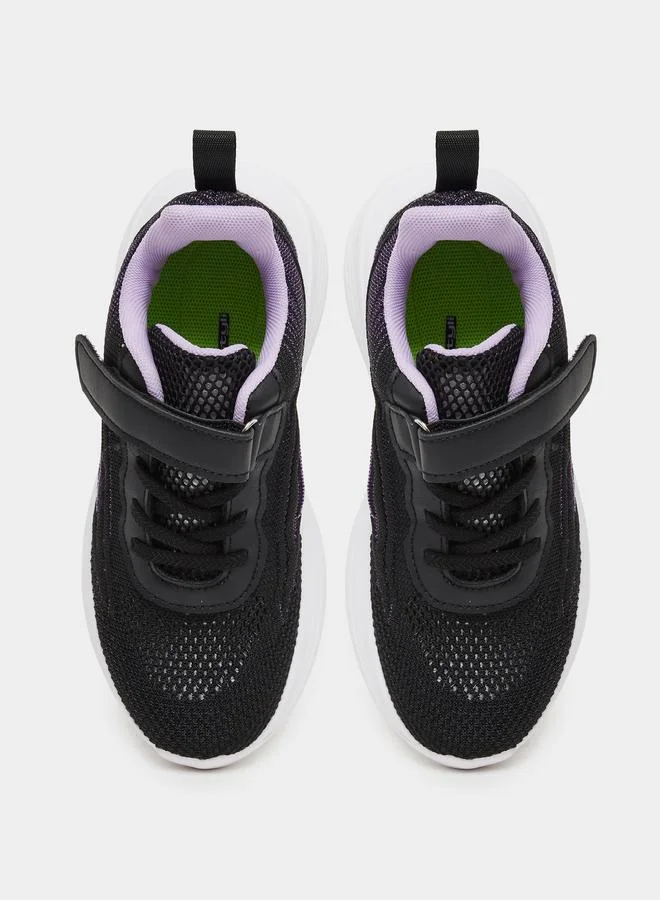 Styli Styli Boys Black Sneakers with Hook and Loop