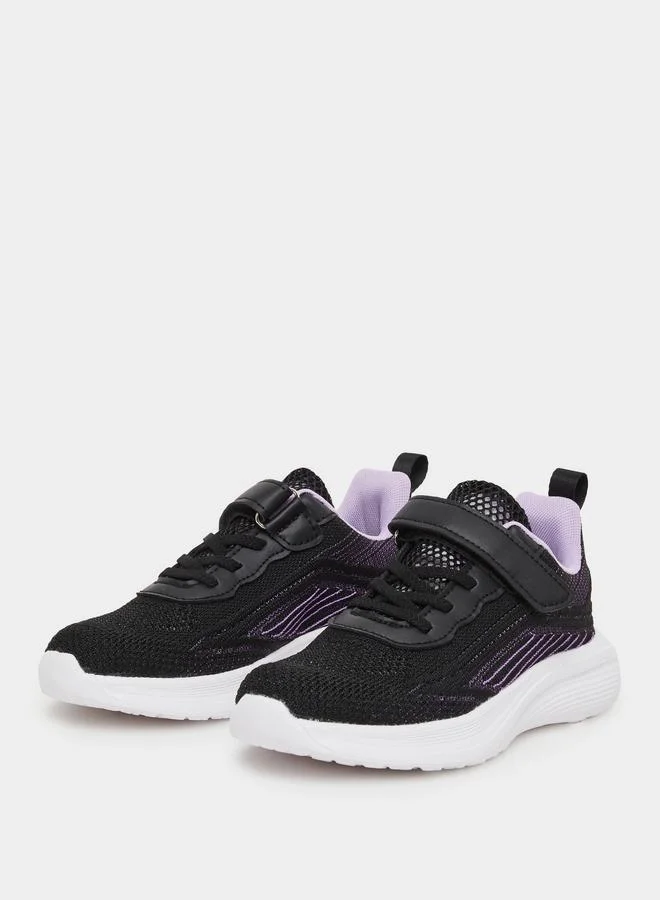 Styli Active Boys Black Sneakers with Hook and Loop