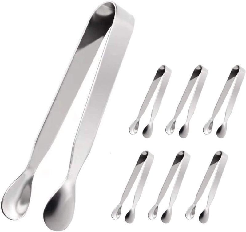 ChicAbode 6PCS Stainless Steel Ice Tongs with Teeth, Mini Serving Tongs for Ice Cubes, Sugar, Appetizers, Lemon Slices – Rust-Resistant Buffet Kitchen Bar Tools, 4.3 Inch - Image 1