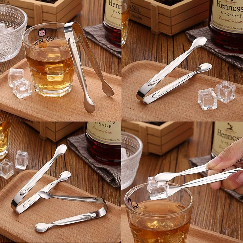 ChicAbode 6PCS Stainless Steel Ice Tongs with Teeth, Mini Serving Tongs for Ice Cubes, Sugar, Appetizers, Lemon Slices – Rust-Resistant Buffet Kitchen Bar Tools, 4.3 Inch - Image 3