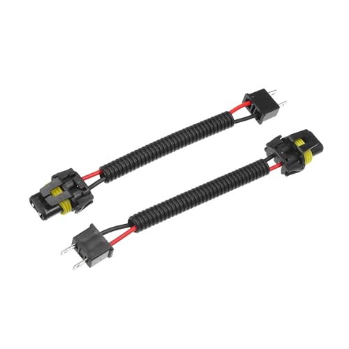 ACROPIX 2 Pcs H7 Male to 9005 9006 Female Extension Wire Harness Headlight Fog Lamp Bulb Socket Adapter Pigtail Universal for Car Truck Durable Plastic Black Car Parts - Image 1