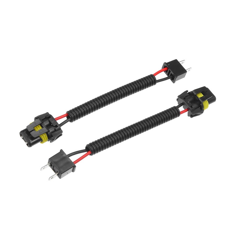 ACROPIX 2 Pcs H7 Male to 9005 9006 Female Extension Wire Harness Headlight Fog Lamp Bulb Socket Adapter Pigtail Universal for Car Truck Durable Plastic Black Car Parts - Image 3