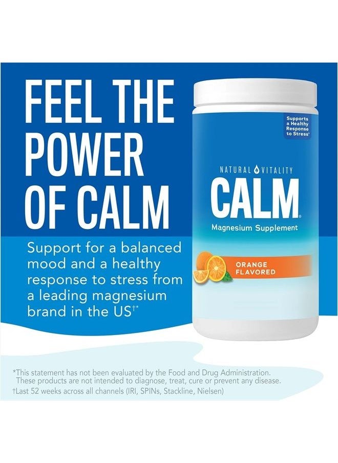 Natural Vitality - Calm, Magnesium Citrate Supplement, Anti-Stress Drink Mix Powder - Gluten Free, Vegan, & Non-GMO, Orange, 16 oz - Image 1