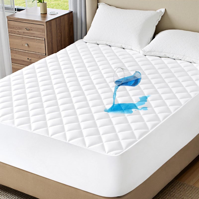 Bedsure Full Mattress Protector Quilted Mattress Topper Full with Deep Pocket up to 22 Inches Soft Breathable Noiseless Bed Cover Waterproof Bed Pad for Home Bedroom Hotel White