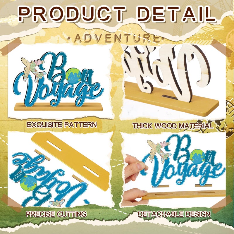 DoubleFill 6 Pcs Travel Themed Wooden Centerpieces Table Toppers Adventure Awaits Party Decor Travel Around The World Bon Voyage Table Decor Photo Props for Let The Adventure Begin Going Away Party - Image 5