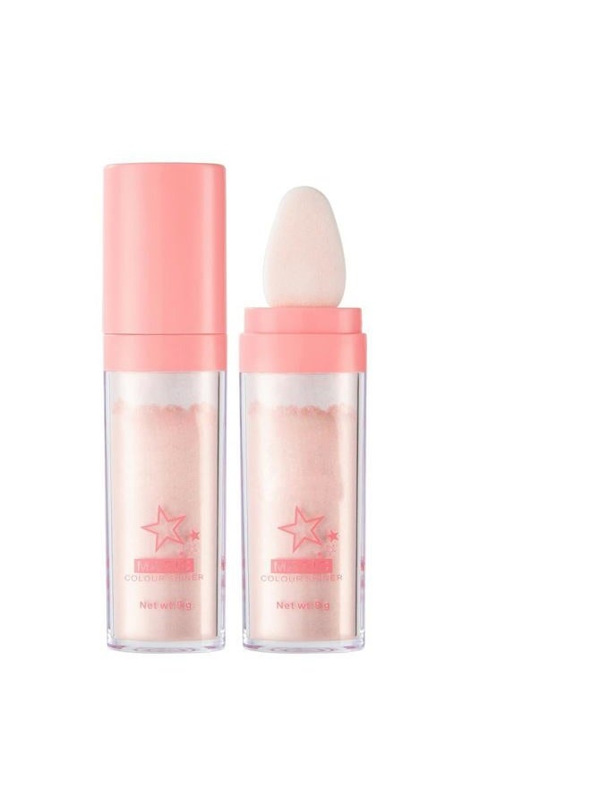 PAQIMAN Polvo De Hadas Powder Highlighter Body Brightens the Natural Three-dimensional Face Powder Blusher (02# Fairy pink) - Image 1