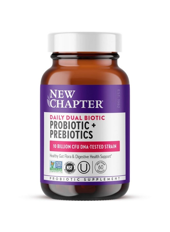New Chapter فصل جديد يومي ثنائي البروبيوتيك + البريبايوتيك لصحة الهضم والميكروبيوم، 100% نباتي، خالي من الصويا، غير معدل وراثيًا، 60 حبة (إمداد لمدة شهرين) - Image 1