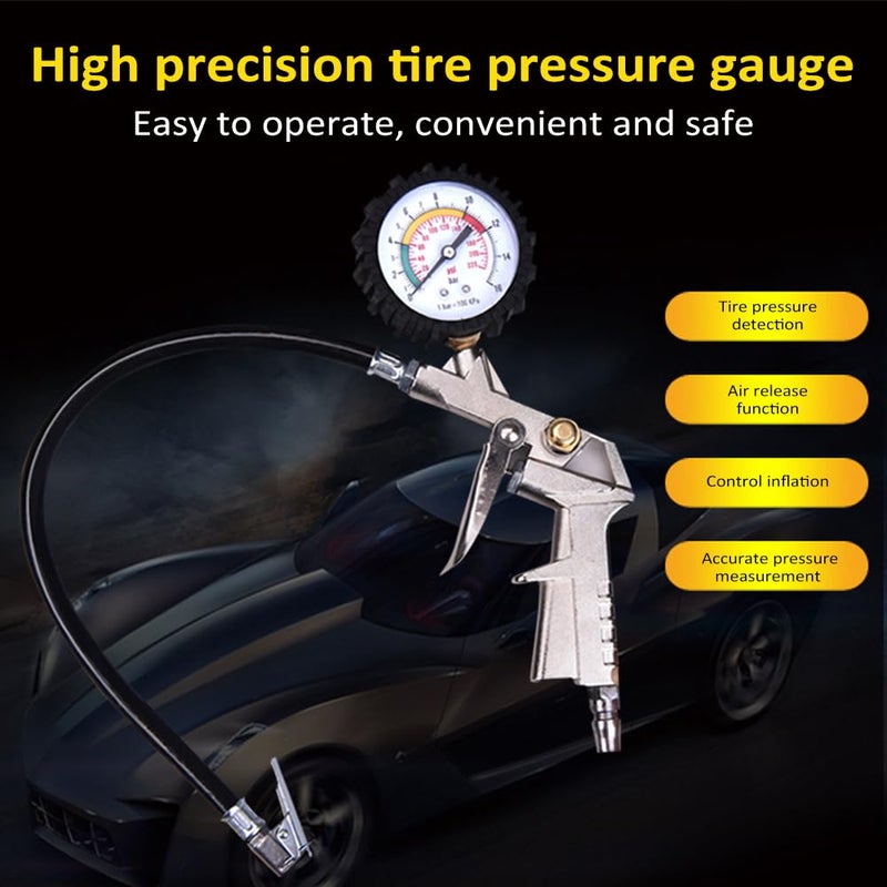 Eacam Tire Pressure Gauge, Tire Inflator Pressure Gauge with Inflator Deflation&Precise Pressure Measurement Compatible with Truck Car Motorcycle Bike - Image 2