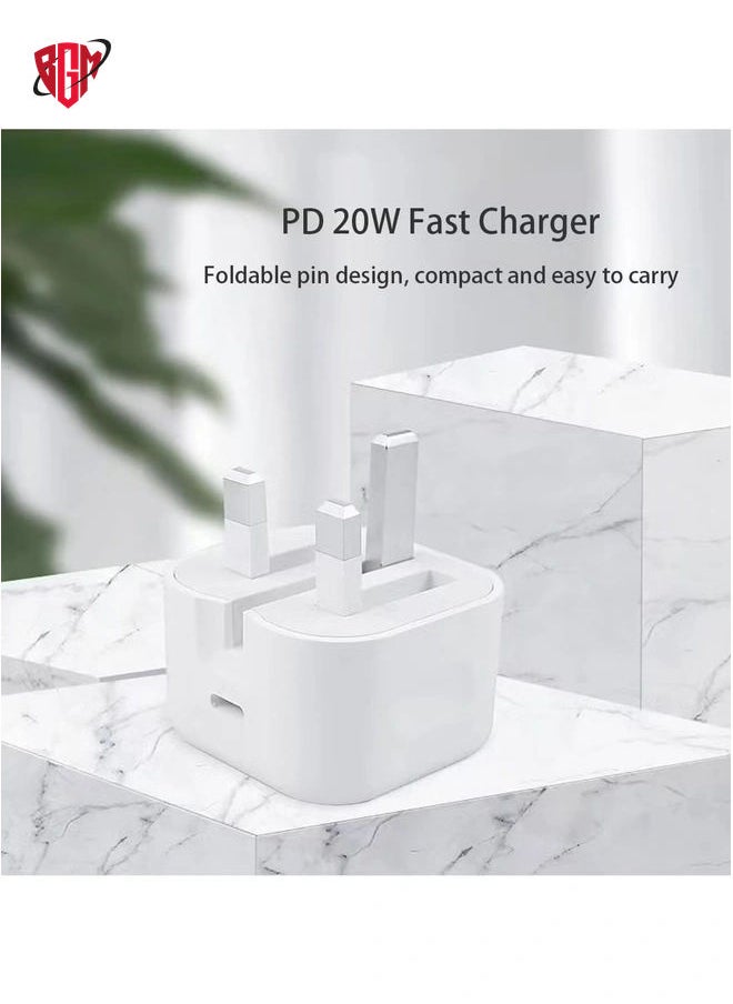 BGM - Type C Fast Charger PD 20W Power Adapter for iPhone 13/12/11/14 Series, Plug PD Power Adapter Wall Plug Compatible with iPhone 14 - Image 1