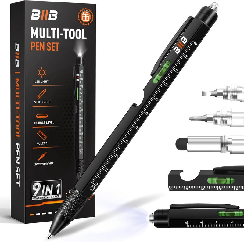 BIIB Gifts for Men, Stocking Stuffers for Men Teens Adults 9 in 1 Multitool Pen, Mens Christmas Gifts for Dad Him Husband, White Elephant Gifts for Adults, Cool Gadgets - Image 1