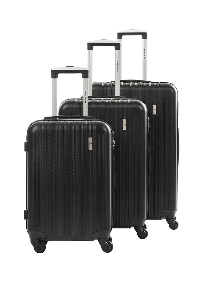 Travel Home Set of 3Pcs Luggage Trolley Case 20 24 28 Inch Black  - Image 1