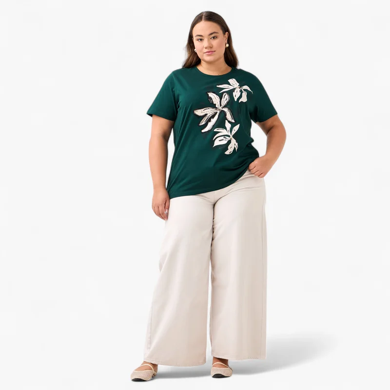  أولا بوبكن Plus Size Ulla Popken Floral Print T-shirt