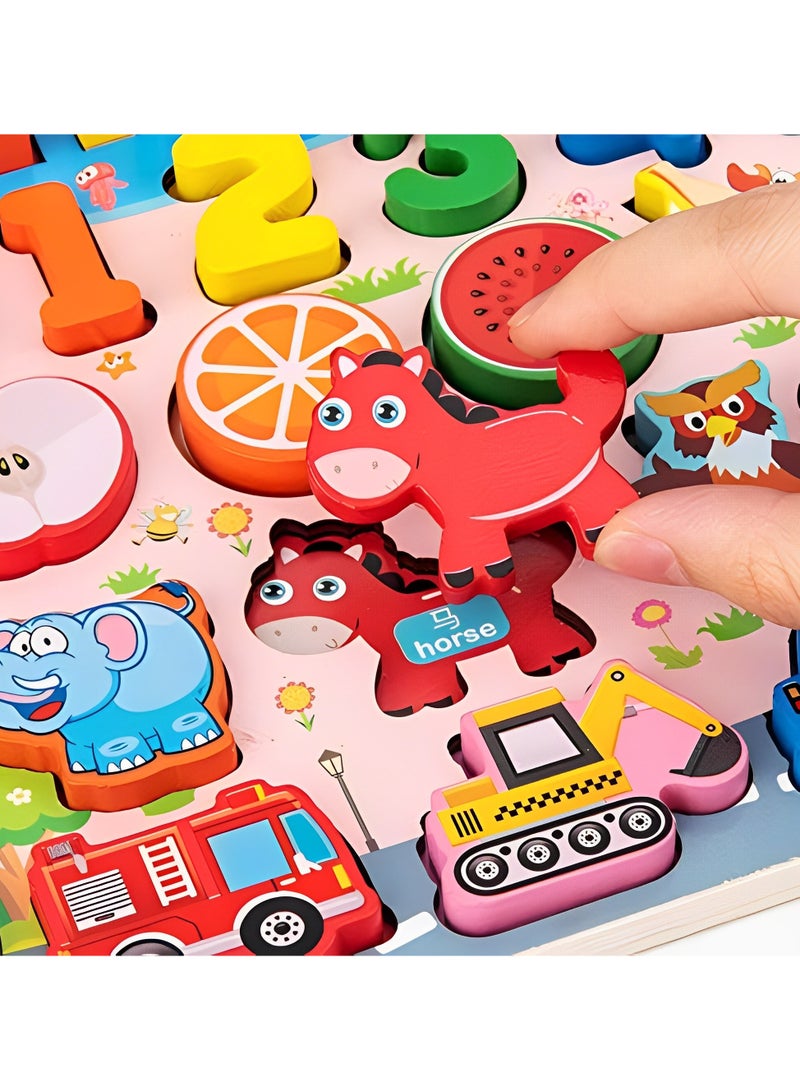 general Educational Wooden Math Toy, Wooden Puzzle Board, Colorful Logarithmic Board, Wooden Magnet Toys, Fishing and Matching Game Toy Set for Kids - Image 5