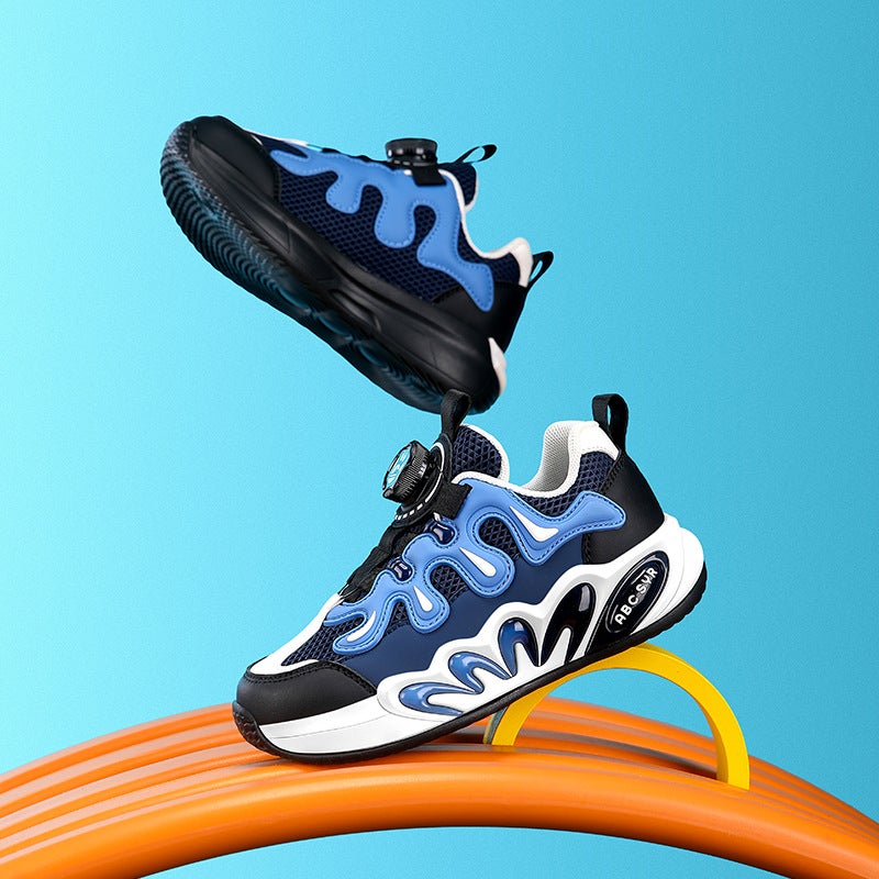 Boys' Sneaker 2025 Spring New Rotating Button Mesh Breathable Torre Shoes Casual Joker Children'S Shoes - Image 4