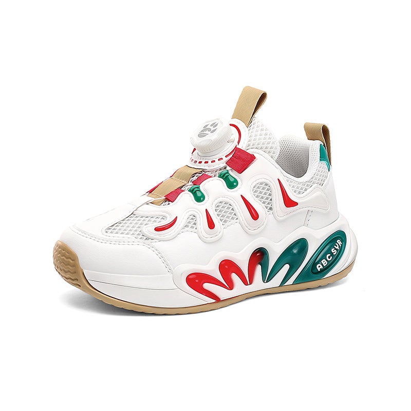 Boys' Sneaker 2025 Spring New Rotating Button Mesh Breathable Torre Shoes Casual Joker Children'S Shoes - Image 1