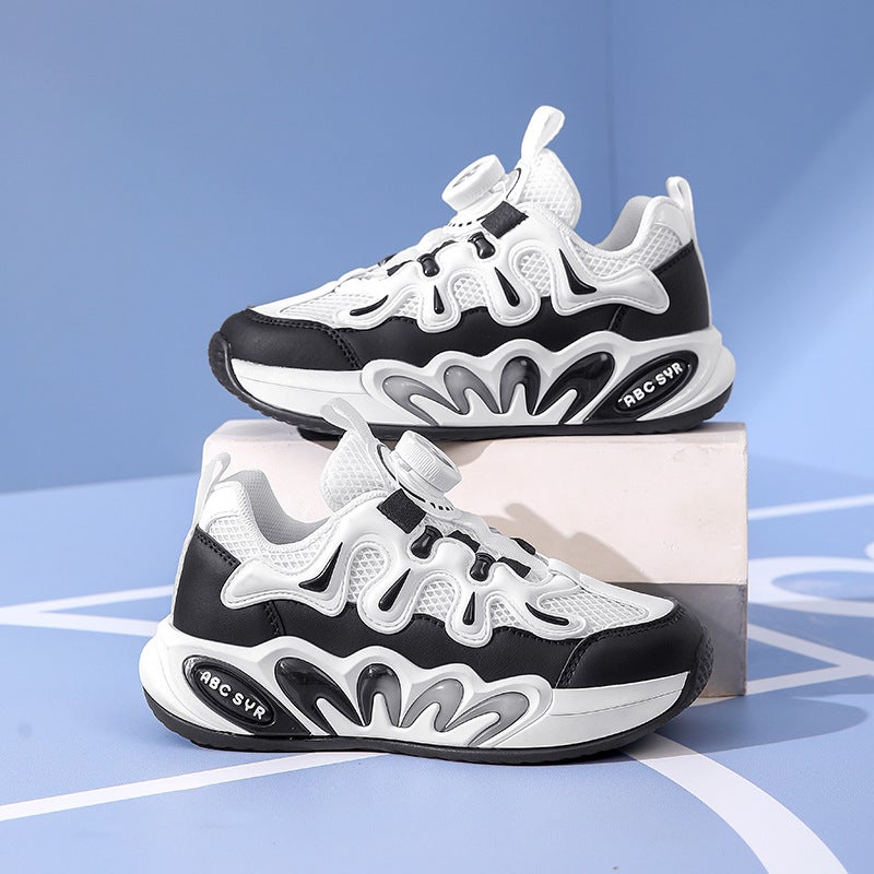 Boys' Sneaker 2025 Spring New Rotating Button Mesh Breathable Torre Shoes Casual Joker Children'S Shoes - Image 2