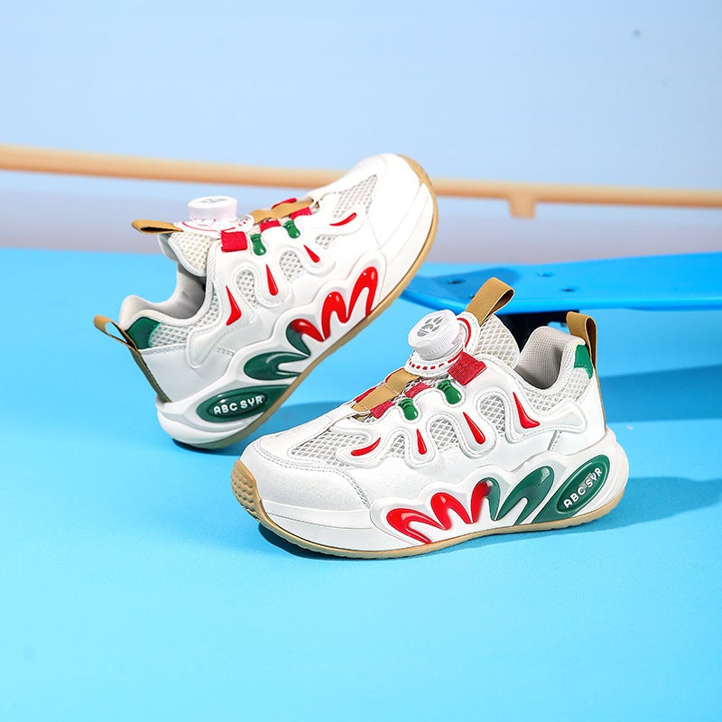 Boys' Sneaker 2025 Spring New Rotating Button Mesh Breathable Torre Shoes Casual Joker Children'S Shoes - Image 3