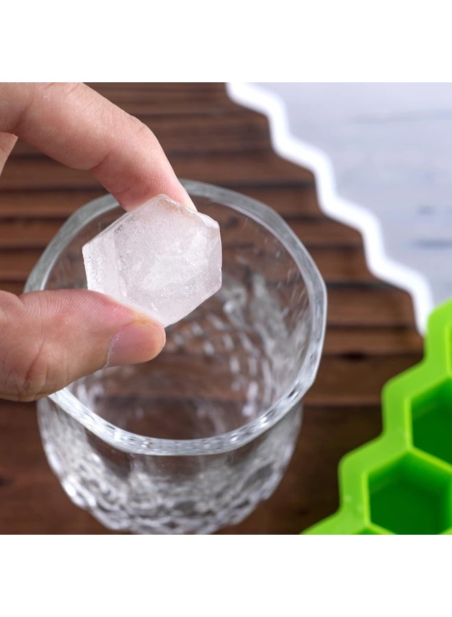 قوالب ثلج فاخرة من السيليكون مع غطاء مانع للتسرب، 74 صلصة ثلج، قوالب ثلج قابلة للاستخدام لاعادة الاستخدام، قوالب سداسية امنة للمشروبات المبردة  والكوكتيل والطعام - Image 4