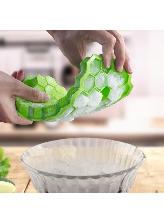 قوالب ثلج فاخرة من السيليكون مع غطاء مانع للتسرب، 74 صلصة ثلج، قوالب ثلج قابلة للاستخدام لاعادة الاستخدام، قوالب سداسية امنة للمشروبات المبردة  والكوكتيل والطعام - Image 2