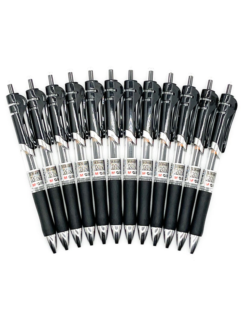 Generic 12 pcs of Gel Pens 0.5mm Press Type Water-based ball Pens Office Signature Pens Suitable for Students Business Document Writing  Conference and School Stationery Pens  - Image 1