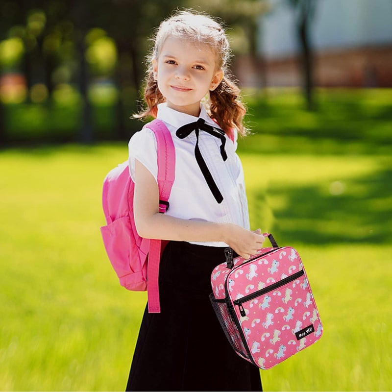 Hap Tim Lunch Box, Insulated Lunch Bags, Soft Mini Cooler Bag for Thermal Meal Tote Kit, Pink Unicorn Rainbow (18654-PKU) - Image 2
