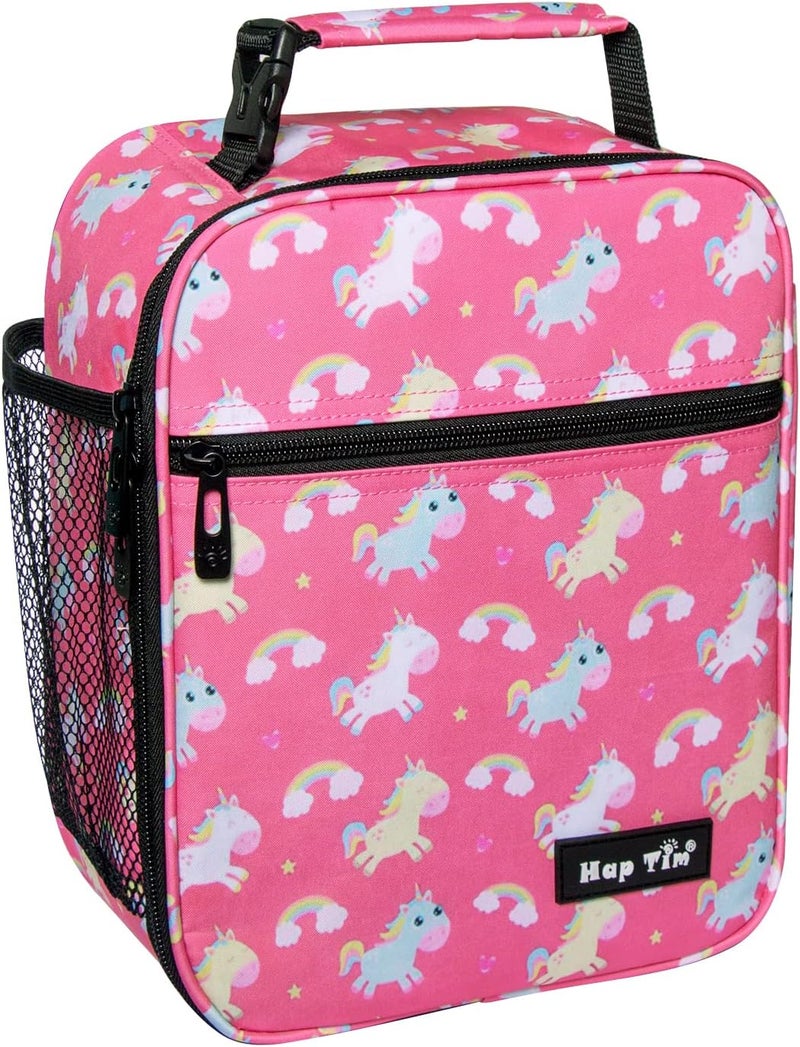 Hap Tim Lunch Box, Insulated Lunch Bags, Soft Mini Cooler Bag for Thermal Meal Tote Kit, Pink Unicorn Rainbow (18654-PKU) - Image 1