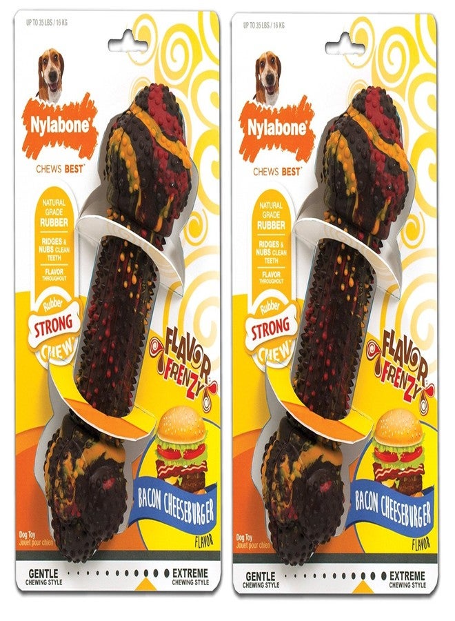 Nylabone (2 Pack) Flavor Frenzy Bacon Cheeseburger Flavored Dog Chew Toy, for Dogs up to 35 Pounds