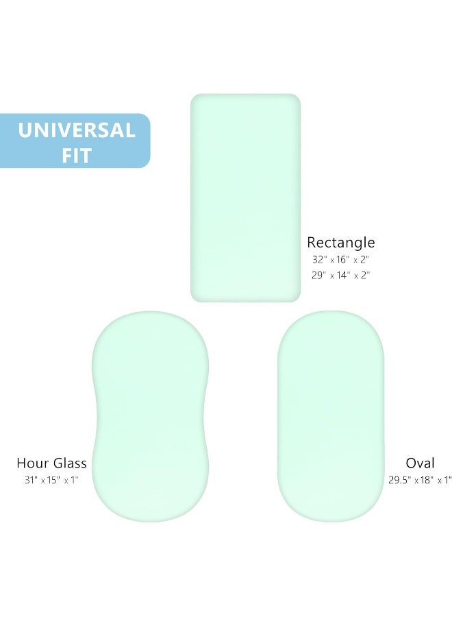 TILLYOU TILLYOU Baby Bassinet Sheets for Girls Boys, Fit for Hourglass Oval Rectangle Bassinet Mattress Sheets, 33”X16”, 2 Pack Green & Pink  - Image 3