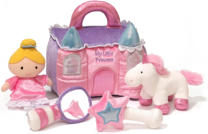 غاند مجموعة Baby GUND Play Soft، قلعة الأميرة المكونة من 5 قطع مع خشخيشة وصافرة وألعاب قابلة للتجعيد، لعبة حسية للأطفال والمواليد، 7 بوصات - Image 1