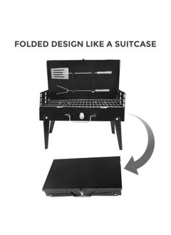 Generic Portable Folding Charcoal BBQ Barbecue Camping Grill Travel Picnic Outdoor with Grilling Spatula  - Image 4