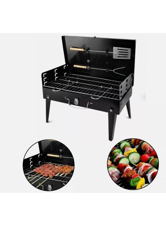Generic Portable Folding Charcoal BBQ Barbecue Camping Grill Travel Picnic Outdoor with Grilling Spatula  - Image 1