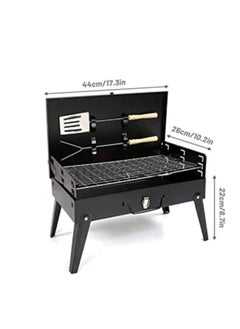 Generic Portable Folding Charcoal BBQ Barbecue Camping Grill Travel Picnic Outdoor with Grilling Spatula  - Image 2