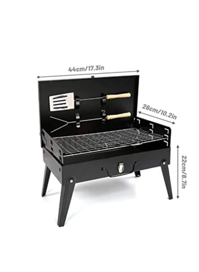 Generic Portable Folding Charcoal BBQ Barbecue Camping Grill Travel Picnic Outdoor with Grilling Spatula  - Image 2
