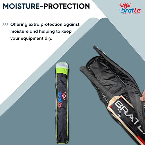Bratla Cricket Bat Cover Bag Foam Padded, Adjustable Shoulder Strap - Secure and Convenient Cricket Gear Storage Bag Black/Green - Image 5