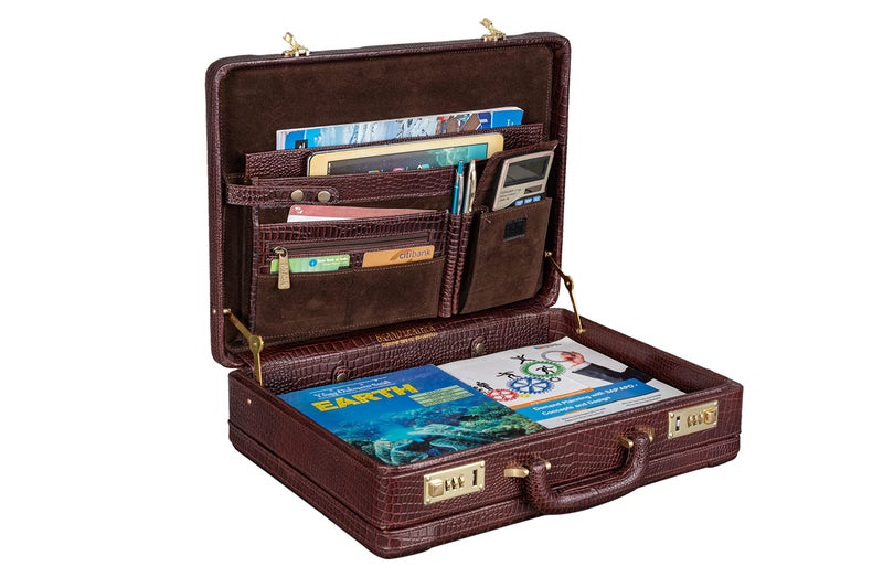 BRAND LEATHER® 25 L Genuine Leather Office Briefcase (Brown) - Image 4