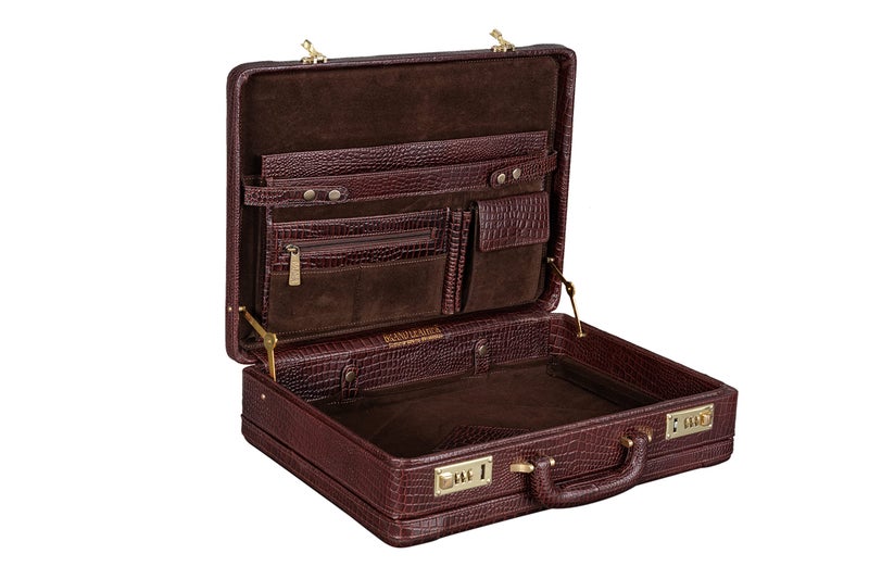 BRAND LEATHER® 25 L Genuine Leather Office Briefcase (Brown) - Image 5